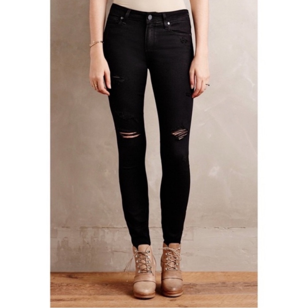 💛 Paige Black Distressed Skinny Jeans 25